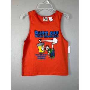 Energy Zone Kids Graphic Tank‎ Top Buzz Off Bully Repellent Orange S 6-7 Y2K NWT
